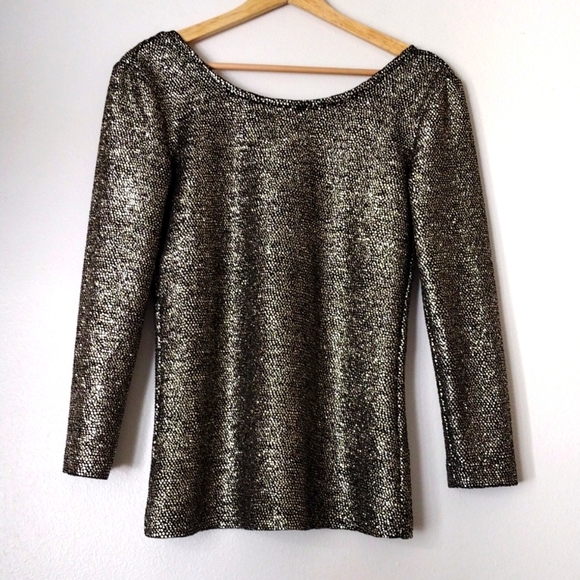 & Other Stories Tops - NWOT $68 Retail & Other Stories Gold and Black Shimmer Scoop Back Blouse Glam